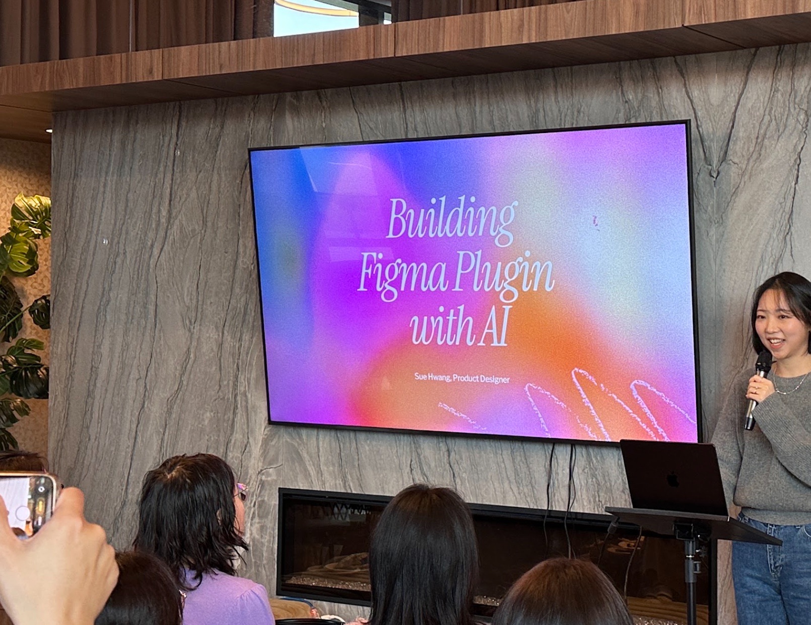 Sue Hwang presenting her process for building a Figma plugin with AI